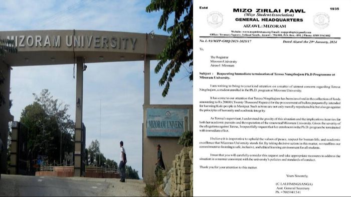 Mizo student body demands termination of PhD programme at Mizoram Uni over alleged fundraising for bullets targeting Manipur