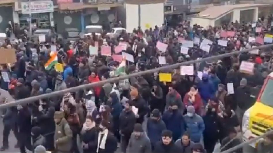 Mass protest rallies in Ladakh's Leh district demanding statehood, inclusion in Sixth Schedule Mass protest rallies in Ladakh's Leh district demanding statehood, inclusion in Sixth Schedule