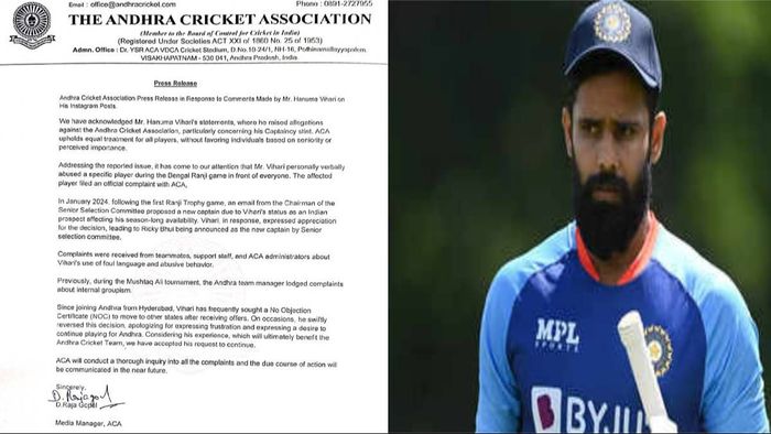 Andhra cricket body probes complaints of abusive behavior by Hanuma Vihari