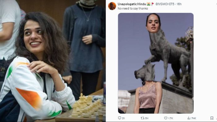 Tania Sachdev, a chess enthusiast, posted a photo of herself under a horse statue and asked her followers to edit it.