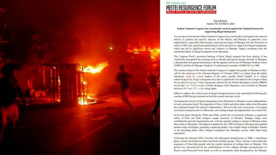 Manipur: Meitei body alleges Congress party supporting illegal immigrants in state Manipur: Meitei body alleges Congress party supporting illegal immigrants in state
