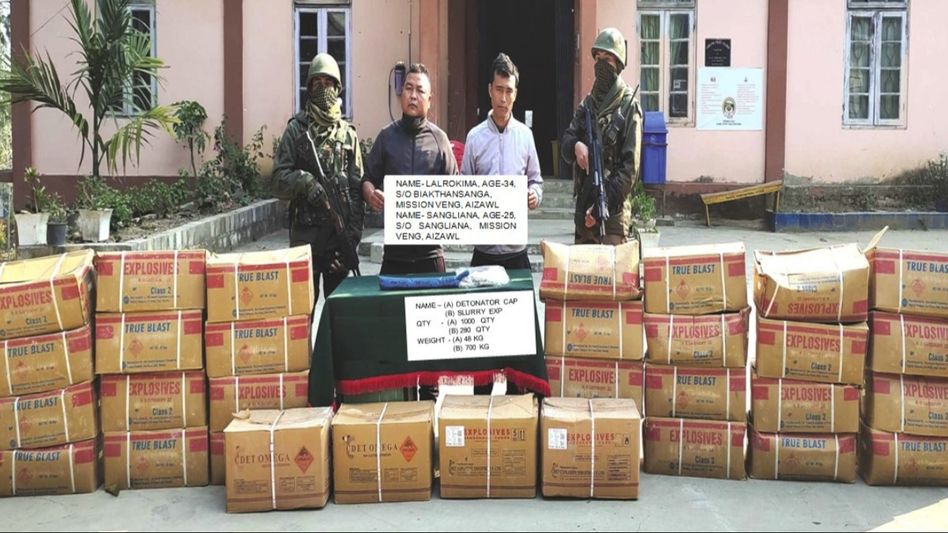 Mizoram: Huge amount of explosives recovered in Aizawl, two arrested Mizoram: Huge amount of explosives recovered in Aizawl, two arrested