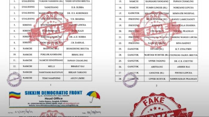 Sikkim: SDF warns against false social media reports on candidates announcement ahead of elections