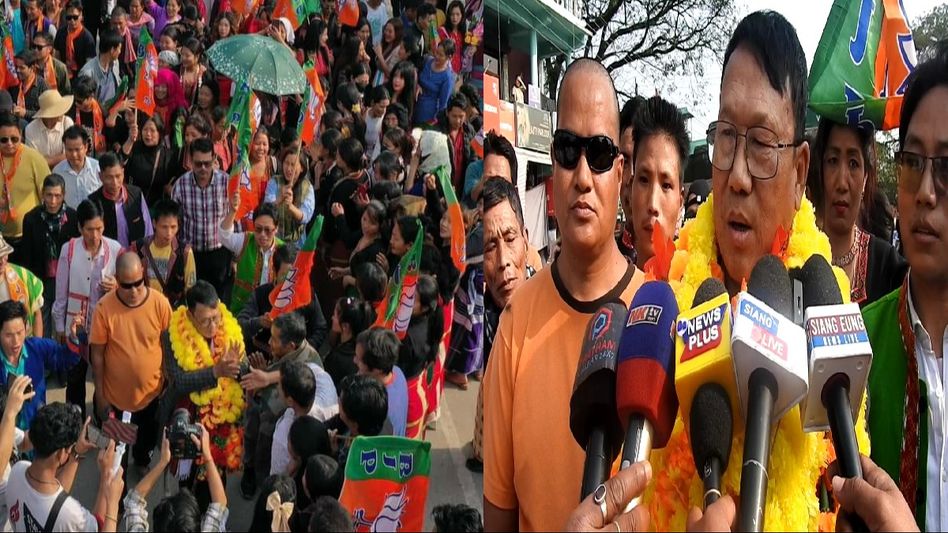 Arunachal Assembly elections: BJP candidate welcomed in Ruksin after receiving party ticket Arunachal Assembly elections: BJP candidate welcomed in Ruksin after receiving party ticket