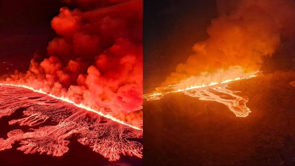 In Pics: Dazzling orange streams of lava shooting into Iceland's night sky In Pics: Dazzling orange streams of lava shooting into Iceland's night sky