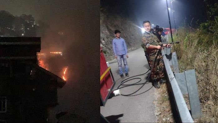 Sikkim: Double wildfires erupt near Gangtok, firefighters respond