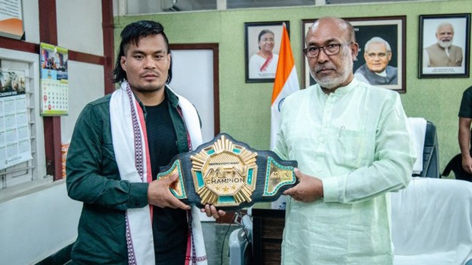 Manipur: CM Biren Singh felicitates MMA champion Chungreng Koren amidst state unrest Manipur: CM Biren Singh felicitates MMA champion Chungreng Koren amidst state unrest