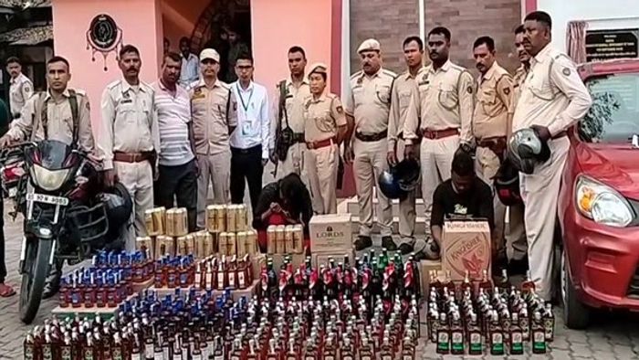 Assam police, flying squad, joint operation, illegal liquor seizure, drug trafficking, law enforcement, Assam, IMFL, Biswanath district, Cachar district, Assam Rifles, heroin, illegal activities