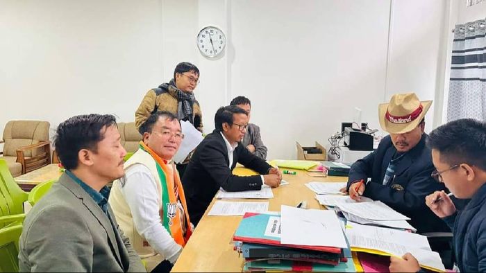 Tai Nikio, BJP ticket holder over Arunachal Home Minister files nomination for 19th Nyapin constituency