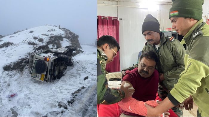 Indian Army rescues five tourists after their vehicle overturns due to snowfall in East Sikkim