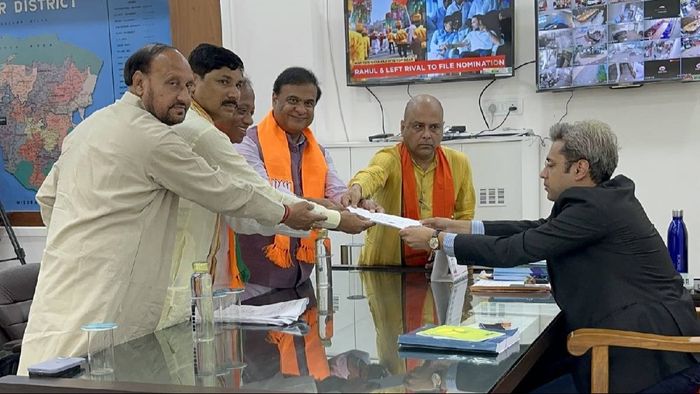 Assam: BJP's Parimal Suklabaidya files nomination for Silchar Lok Sabha seat