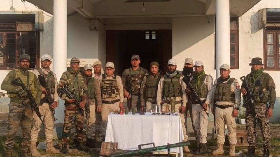 Manipur Police seizes huge cache of arms and ammunition from Champhai village in Imphal East Manipur Police seizes huge cache of arms and ammunition from Champhai village in Imphal East