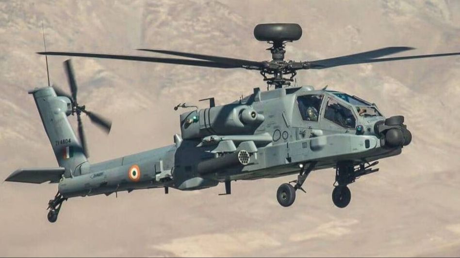 Indian Air Force Apache helicopter makes precautionary landing in Ladakh AOR Indian Air Force Apache helicopter makes precautionary landing in Ladakh AOR