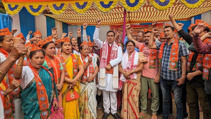 Bardaloni, Assam, Election Rally, Jayanta Mallabaruah, BJP, Pradhan Baruah, Lakhimpur Lok Sabha Seat, Welfare Provision, Life Insurance, Ration Cards