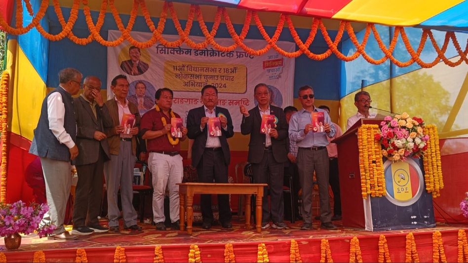Sikkim Democratic Front unveils election manifesto, focuses on safeguarding Sikkimese rights Sikkim Democratic Front unveils election manifesto, focuses on safeguarding Sikkimese rights