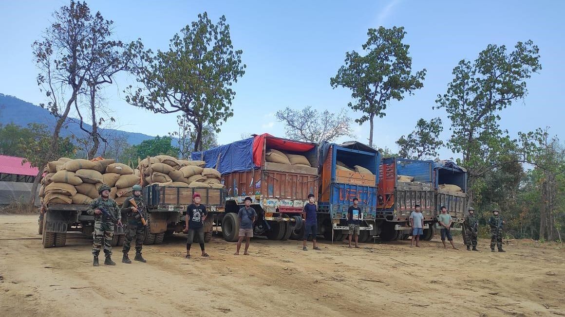 Assam Rifles, Illegal Timber Transport, Kamjong District, Manipur, Smuggling, Forest Beat Officer, Seizure