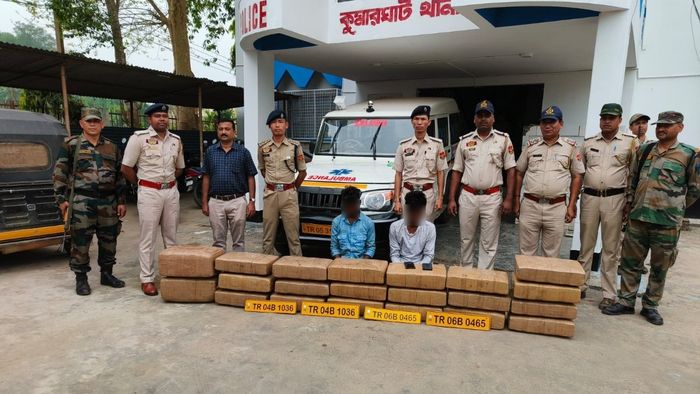 Tripura, Cannabis Smuggling, Fake Ambulance, Arrest, Police Chase, Drug Bust, Sankar Saha, Kamal Debbarma, Sonamura, Sepahijala District, Assam, Crime