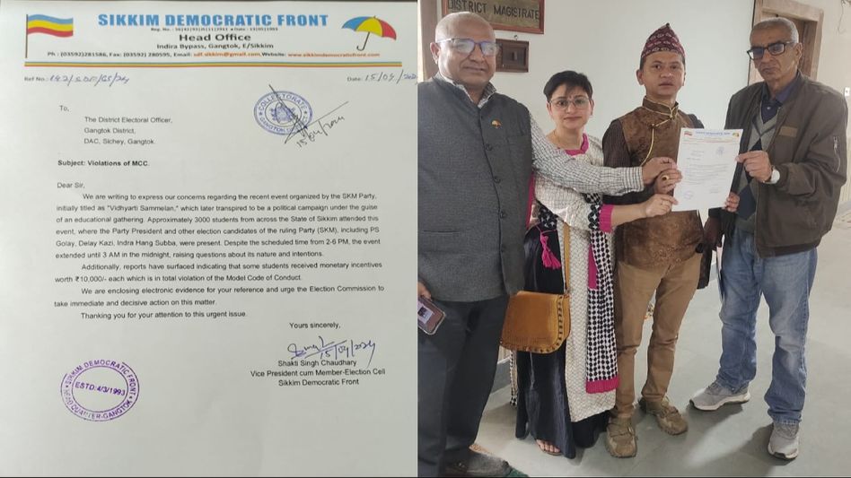 Sikkim Democratic Front accuses SKM of MCC violation, lodges formal complaint Sikkim Democratic Front accuses SKM of MCC violation, lodges formal complaint