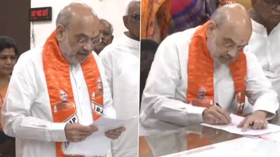 Union Minister Amit Shah files nomination for Gandhinagar Lok Sabha seat Union Minister Amit Shah files nomination for Gandhinagar Lok Sabha seat