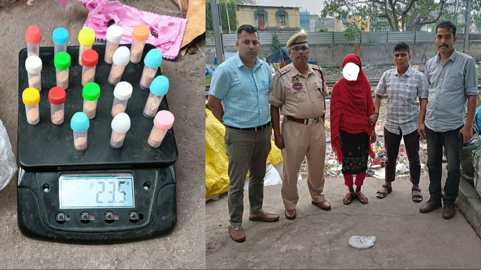 Assam police's STF apprehends woman drug peddler in Fancy Bazar  Assam police's STF apprehends woman drug peddler in Fancy Bazar