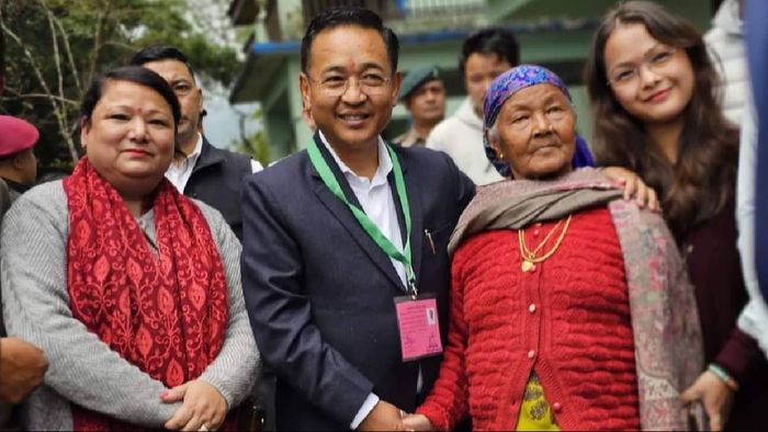 SKM President and Sikkim CM, Prem Singh Tamang voted in state assembly elections