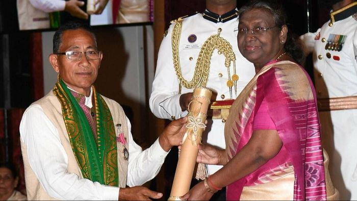 President Droupadi Murmu presented Padma Shri to Assam's Sarbeswar Basumatary and Drona Bhuyan