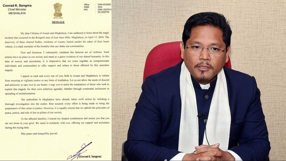 Meghalaya: CM Conrad Sangma urges unity, non-retaliation amid tragic Rongmil incident Meghalaya: CM Conrad Sangma urges unity, non-retaliation amid tragic Rongmil incident