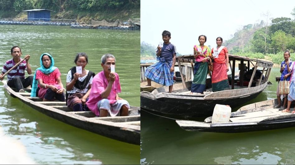 Tripura Lok Sabha elections: Residents of remote Dhalai village commute through boats to cast votes Tripura Lok Sabha elections: Residents of remote Dhalai village commute through boats to cast votes