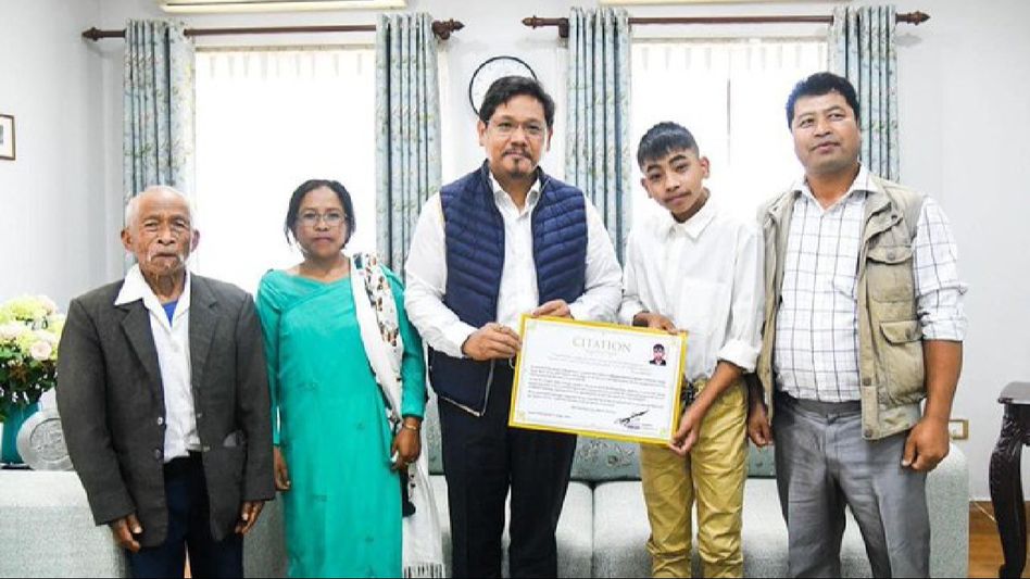 Meghalaya CM Conrad Sangma honours young boy for saving girl from drowning Meghalaya CM Conrad Sangma honours young boy for saving girl from drowning