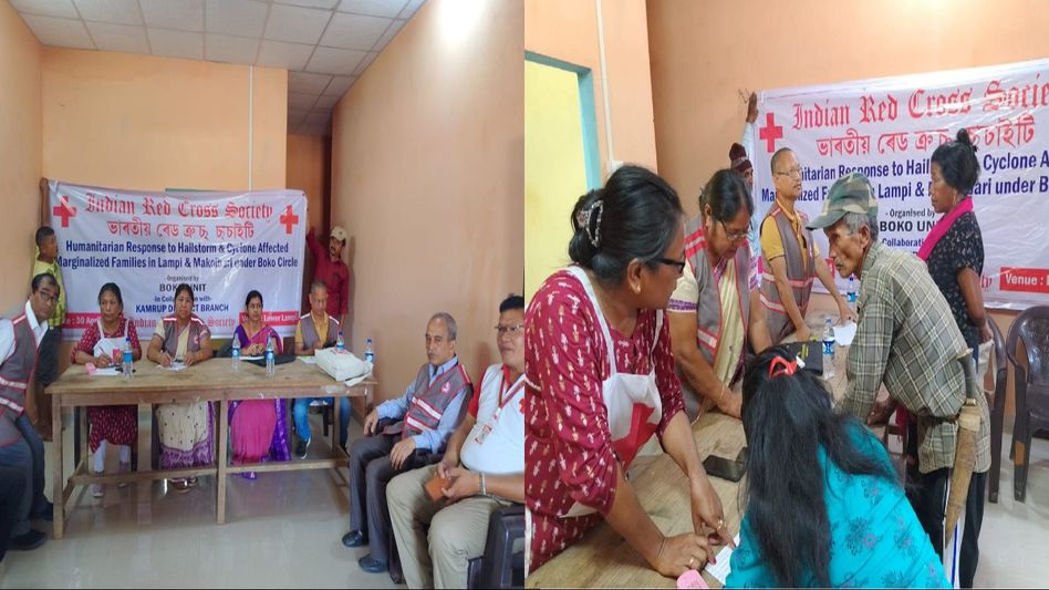 Indian Red Cross Society Boko unit distributes necessary commodities among the families in Lumpi area Indian Red Cross Society Boko unit distributes necessary commodities among the families in Lumpi area