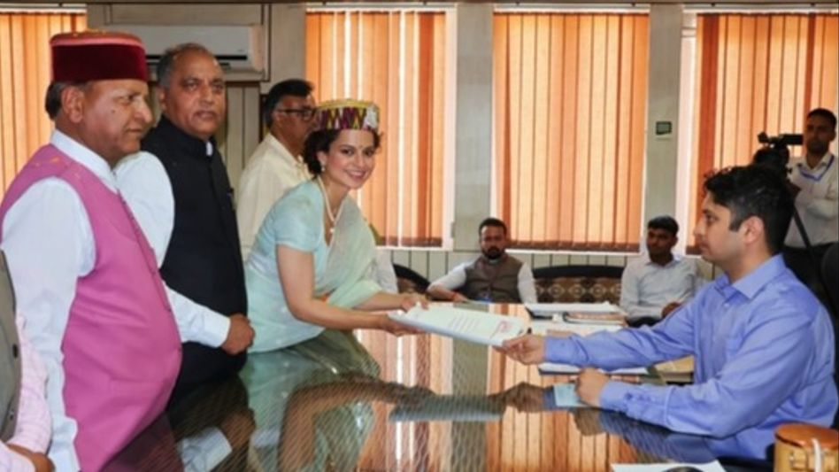 Kangana Ranaut files nomination for Mandi LS seat, vows to transform politics Kangana Ranaut files nomination for Mandi LS seat, vows to transform politics