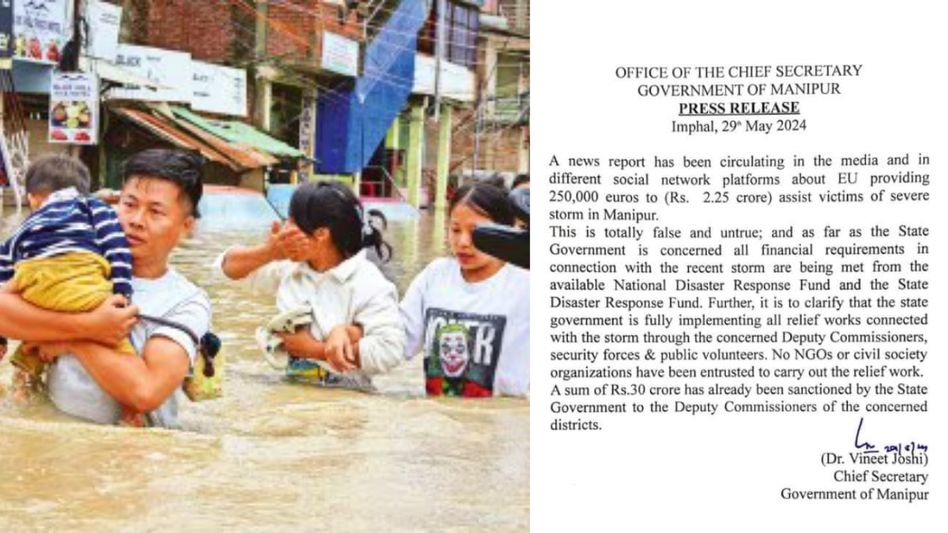 Manipur government denies EU financial assistance for storm relief, states self-funding Manipur government denies EU financial assistance for storm relief, states self-funding