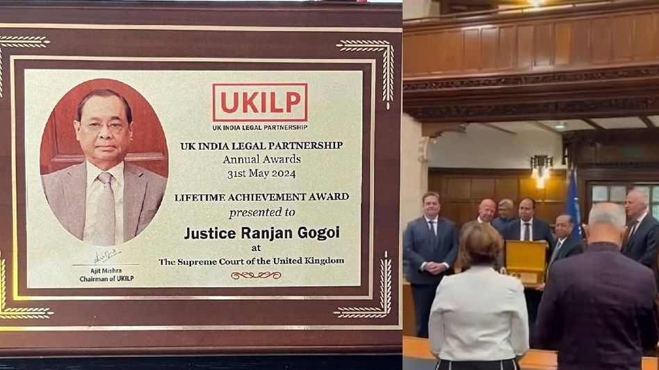 Former CJI Ranjan Gogoi recieves prestigious award from UK legal body Former CJI Ranjan Gogoi recieves prestigious award from UK legal body