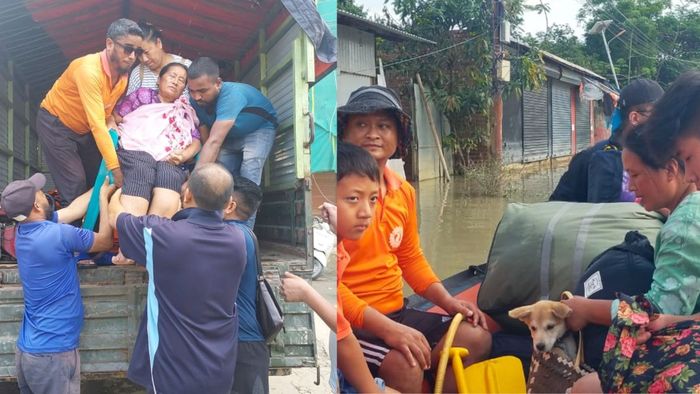 Assam Rifles, NDRF conduct round-the-clock relief operations in flooded Manipur (Photo credit: Manipur Police on Twitter)