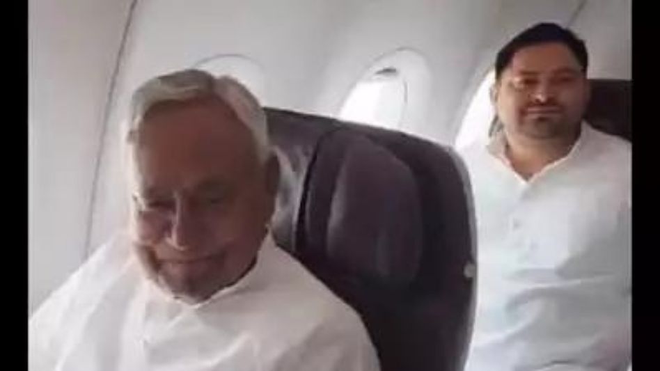 Nitish Kumar and Tejashwi Yadav board same flight for Delhi Nitish Kumar and Tejashwi Yadav board same flight for Delhi