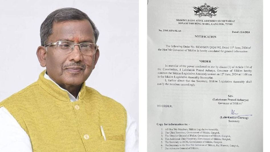 Sikkim Governor calls Assembly session on June 12 Sikkim Governor calls Assembly session on June 12