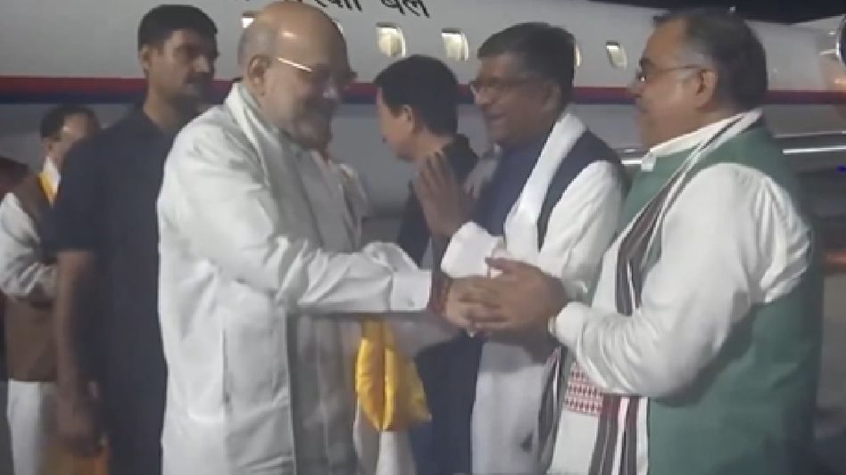 Amit Shah and JP Nadda arrive in Itanagar for Pema Khandu's swearing-in ceremony Amit Shah and JP Nadda arrive in Itanagar for Pema Khandu's swearing-in ceremony