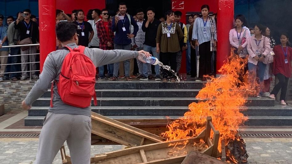 Manipur: Dhanamanjuri varsity students protest over delay of semester examination Manipur: Dhanamanjuri varsity students protest over delay of semester examination