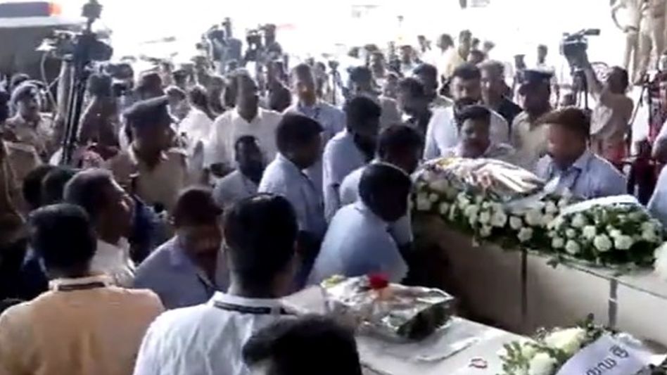 Mortal remains of Kuwait fire victims reach Kerala, handed-over to families Mortal remains of Kuwait fire victims reach Kerala, handed-over to families
