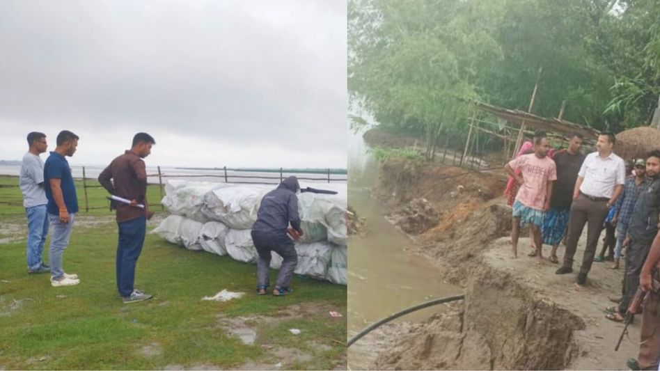 Assam: Dhubri officials inspect new Geobags for erosion control in Gangadhar river Assam: Dhubri officials inspect new Geobags for erosion control in Gangadhar river