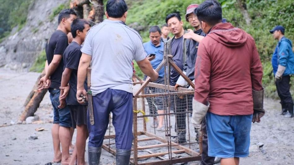 Sikkim: Zipline created at Sangklang for transfer of materials Sikkim: Zipline created at Sangklang for transfer of materials