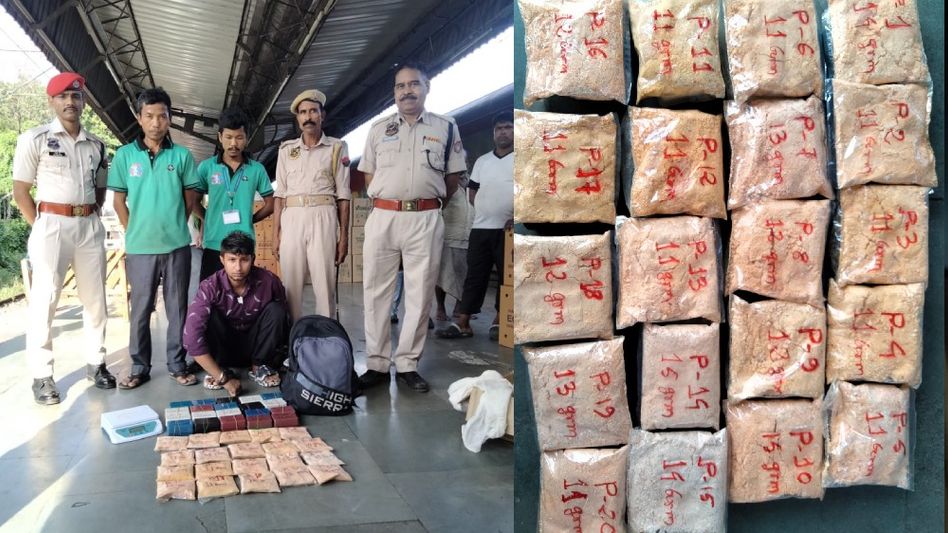 Assam Police seizes over 240 grams of heroin from passenger on Rajdhani Express Assam Police seizes over 240 grams of heroin from passenger on Rajdhani Express