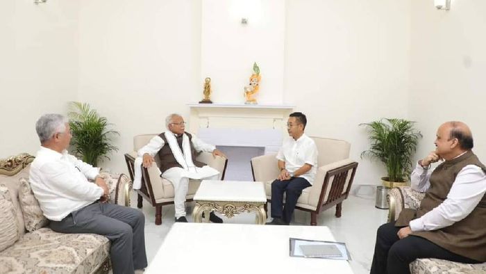 Sikkim Chief Minister Prem Singh Tamang meets Union Minister Manohar Lal Khattar in New Delhi