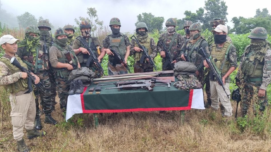 Manipur: Security forces destroy bunkers, recover huge cache of weapons Manipur: Security forces destroy bunkers, recover huge cache of weapons