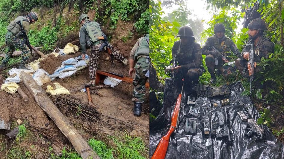 Manipur: Security forces intensify search operations, recover huge cache of arms and ammunition Manipur: Security forces intensify search operations, recover huge cache of arms and ammunition