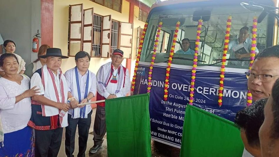 Arunachal: NHPC donates bus to school as part of initiative for Dibang hydro project Arunachal: NHPC donates bus to school as part of initiative for Dibang hydro project