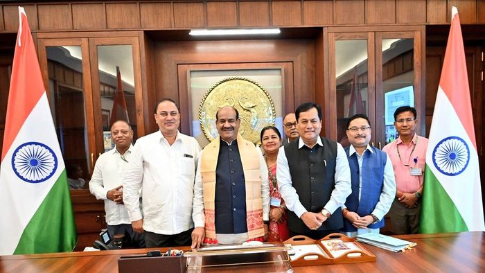 Assam's NDA MPs, led by Sarbananda Sonowal meet Lok Sabha Speaker Om Birla