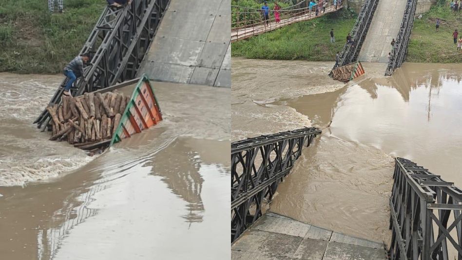 Manipur: Bailey bridge collapses over Imphal river, rescue operations underway Manipur: Bailey bridge collapses over Imphal river, rescue operations underway