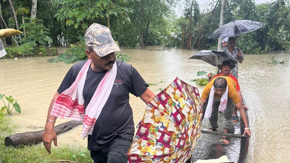 Assam MLA Mrinal Saikia inspects flood-affected areas in Gelabil Assam MLA Mrinal Saikia inspects flood-affected areas in Gelabil