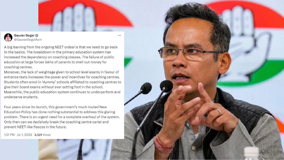 Gaurav Gogoi slams NEET controversy, demands for overhaul of education system to curb coaching centre dominance Gaurav Gogoi slams NEET controversy, demands for overhaul of education system to curb coaching centre dominance
